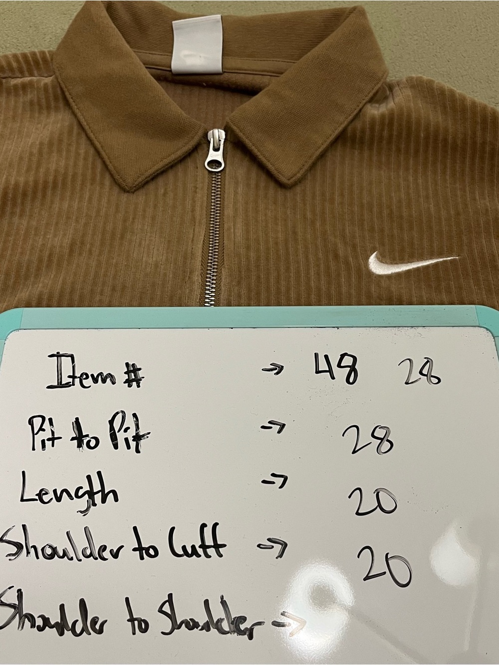 Nike Sweatshirt Womens Beige Corduroy 1/4 Zip XL Pullover and 1X Sweatpants Set - Picture 11 of 12